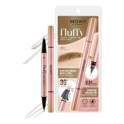 1 ฟลัฟฟี่ลิควิดดูโอ้อายไลน์เนอร์ตา-เส้นคิ้วอยู่ทรง Browit Fluffy Brow Liquid Duo Liner