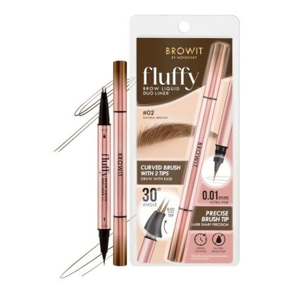 2 ฟลัฟฟี่ลิควิดดูโอ้อายไลน์เนอร์ตา-เส้นคิ้วอยู่ทรง Browit Fluffy Brow Liquid Duo Liner
