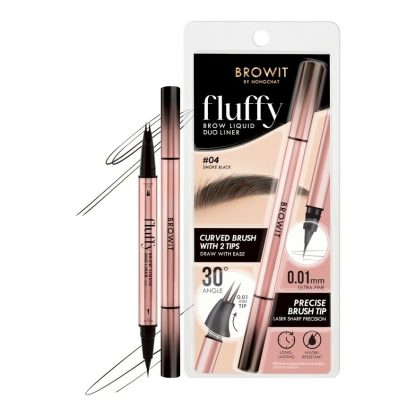 4 ฟลัฟฟี่ลิควิดดูโอ้อายไลน์เนอร์ตา-เส้นคิ้วอยู่ทรง Browit Fluffy Brow Liquid Duo Liner